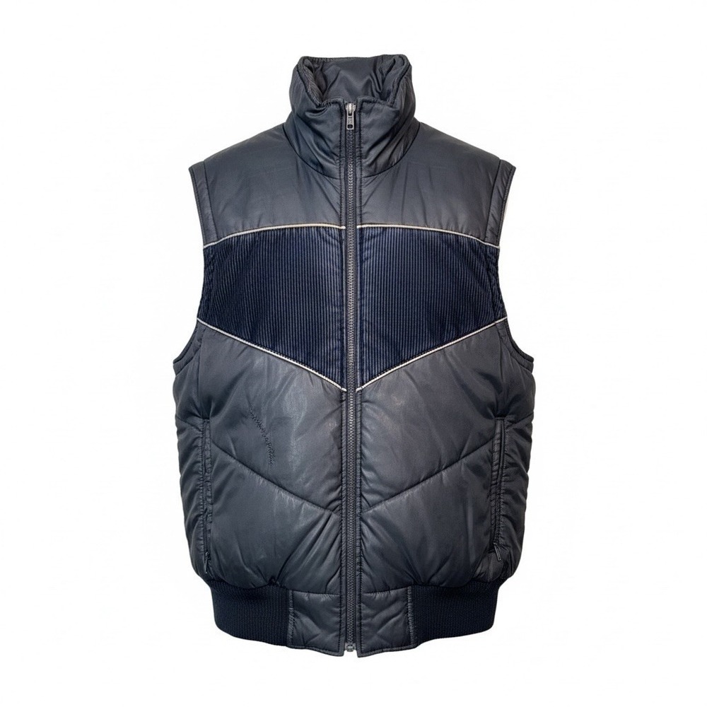 Vintage '70s Puffer Corduroy Vest Unisex Sm/M Blue Full Zip Pro Am Outdoor Nerd
